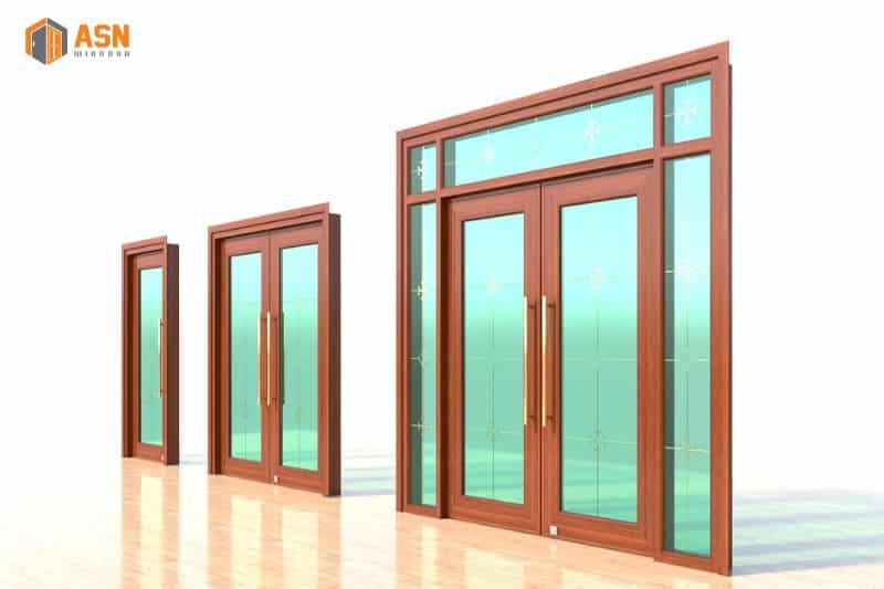 Cửa nhôm hệ 55 vân gỗ