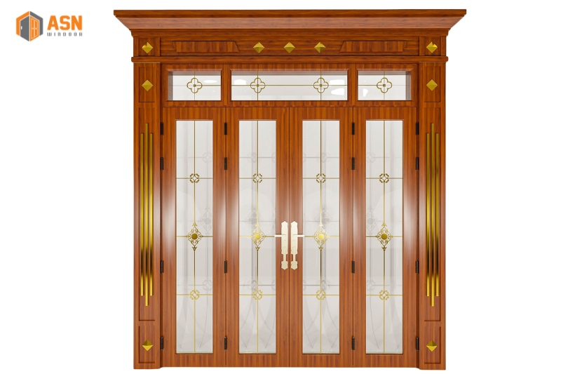 Cửa Nhôm Giả Gỗ 4 Cánh