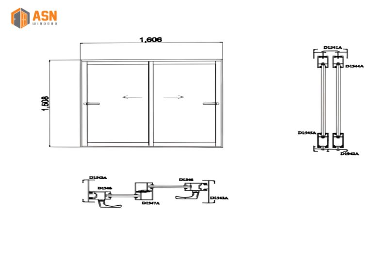 Cách trừ cửa sổ lùa 2 cánh hệ 55