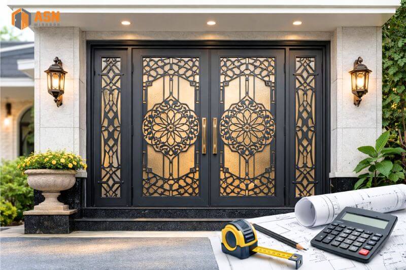 Kích thước cửa chính 4 cánh lệch