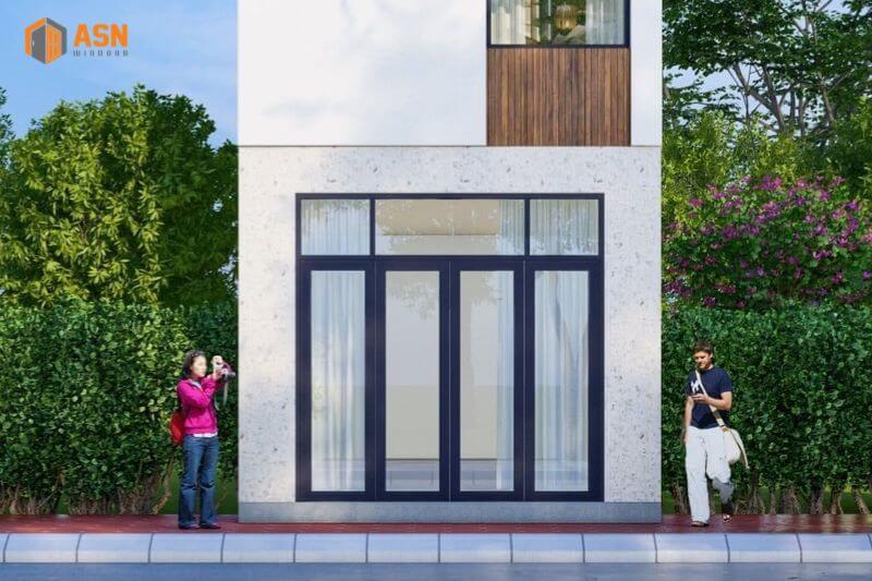 kích thước cửa chính 4 cánh nhà ống 4m
