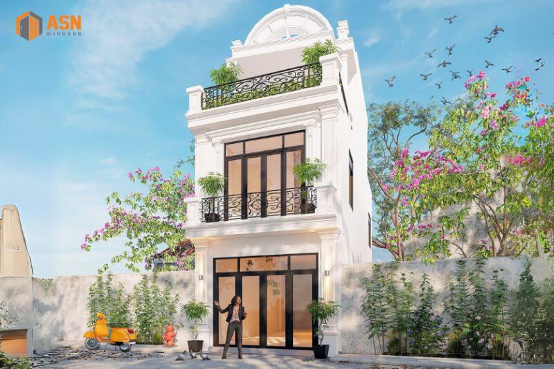 kích thước cửa chính 4 cánh nhà ống 5m
