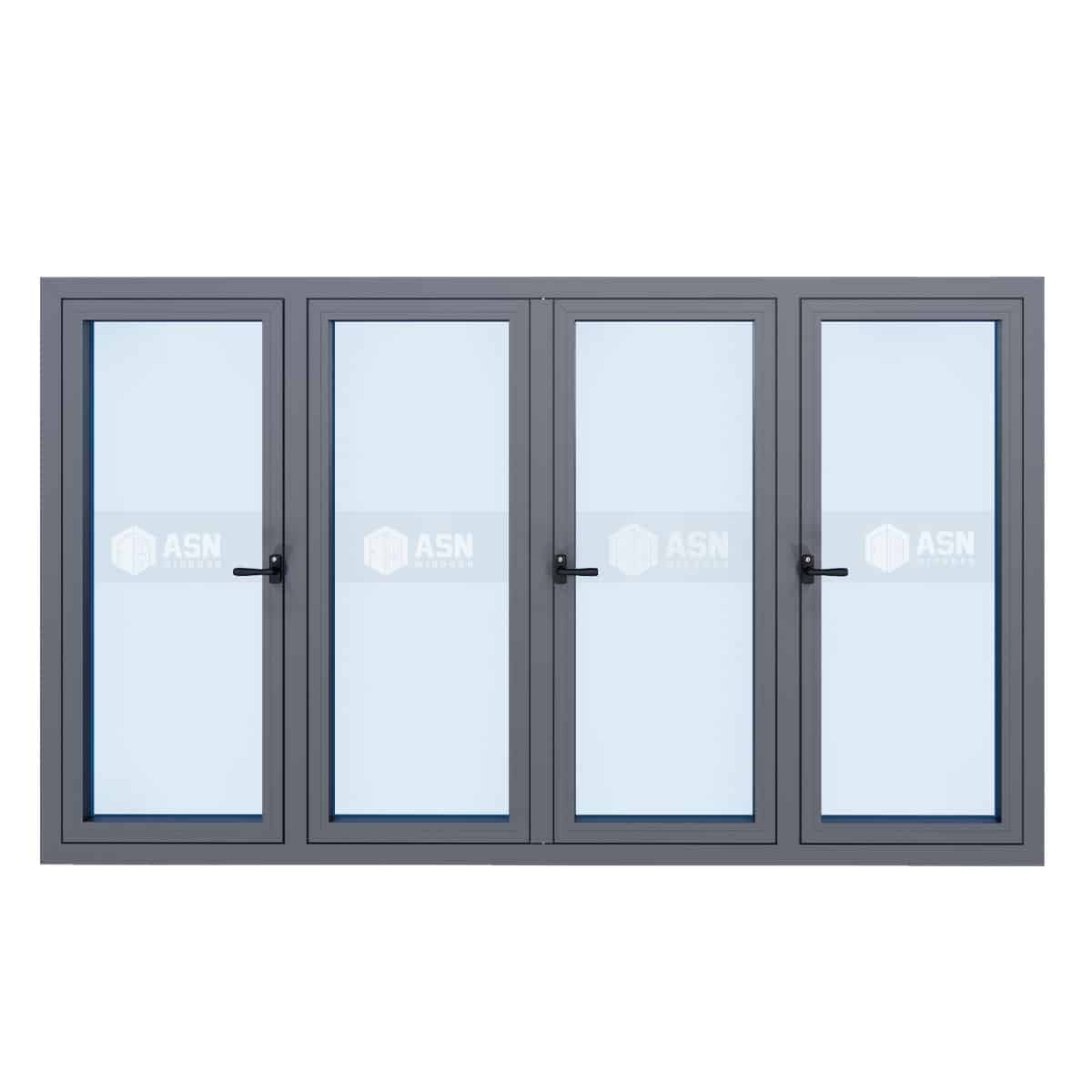 CỬA SỔ 4 CÁNH MỞ QUAY NHÔM XINGFA HỆ PHỔ THÔNG
