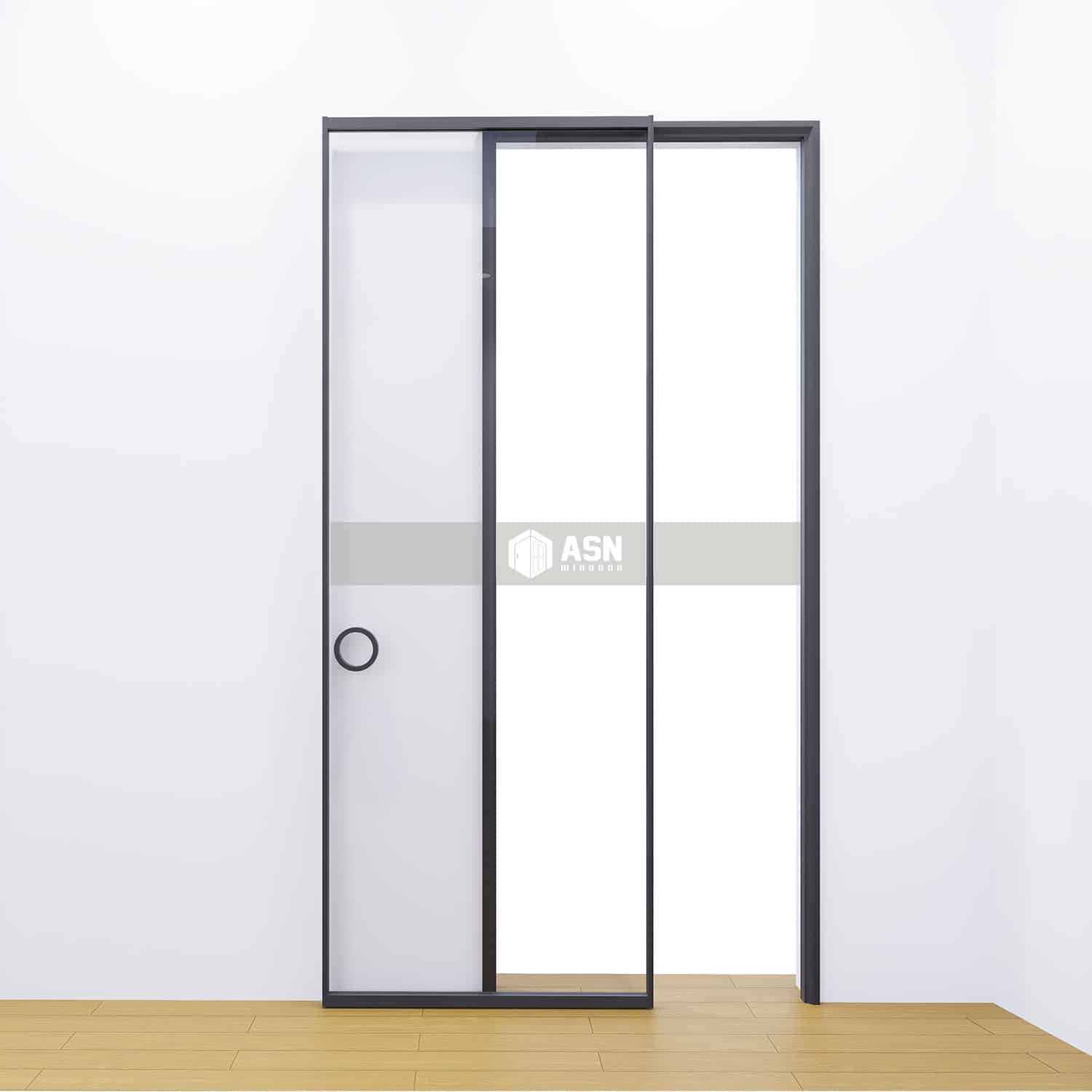 Cửa đi mở lùa 1 cánh nhôm Xingfa hệ Slim dấu vách