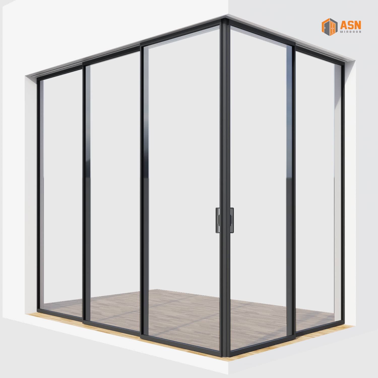 Cửa đi mở lùa nhôm Xingfa hệ Slim vuông góc