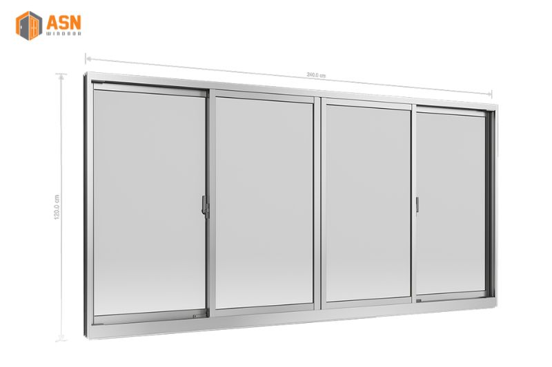 giá cửa sổ lùa 4 cánh xingfa hệ 55